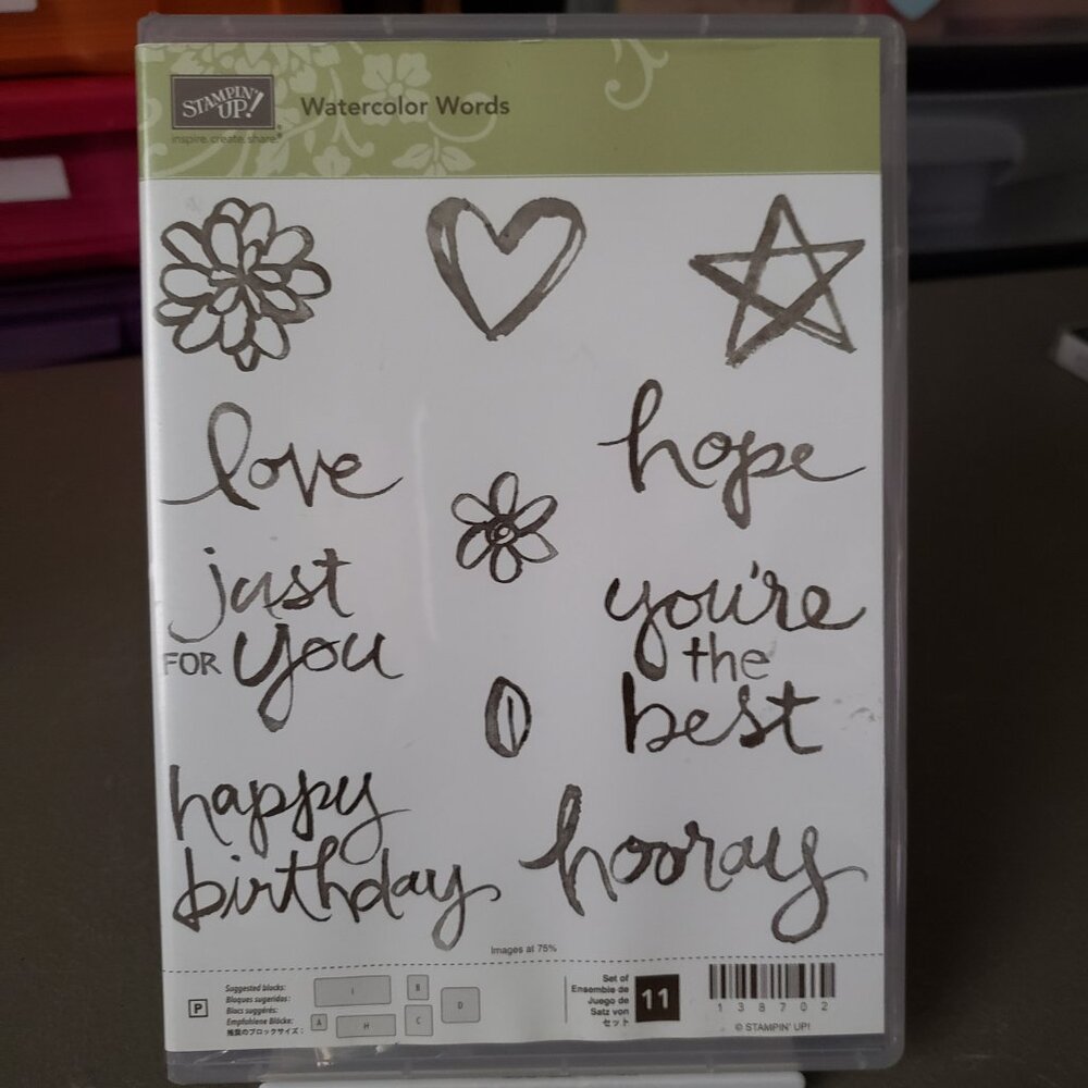 Stampin' Up! 'WATERCOLOR WORDS' Photopolymer Stamp Set (Used)